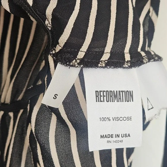 Reformation Black and White Striped Blouse - Picture 7 of 9